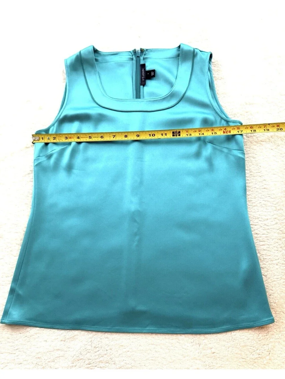 St. John Women’s 2 Piece Teal Skirt Set Knit Skirt Sz 8 Satin Top Sz 4
